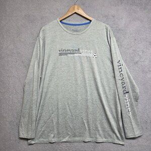 Vineyard Vines Shirt Men's XL Gray Soccer Harbor Performance Tee Long Sleeve